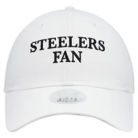 Casquette ajustable 9TWENTY blanche New Era pour femme, fan de l'équipe des Steelers de Pittsburgh