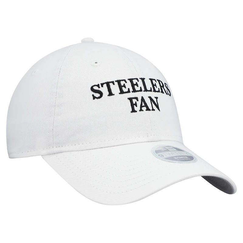 Casquette ajustable 9TWENTY blanche New Era pour femme, fan de l'équipe des Steelers de Pittsburgh