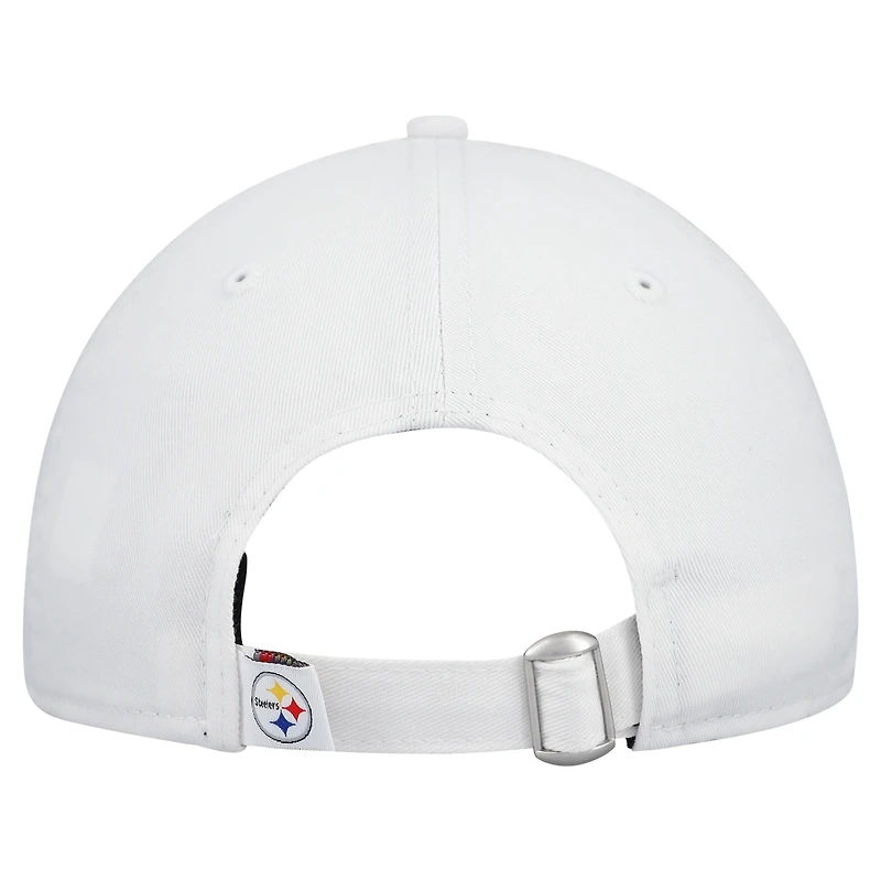 Casquette ajustable 9TWENTY blanche New Era pour femme, fan de l'équipe des Steelers de Pittsburgh