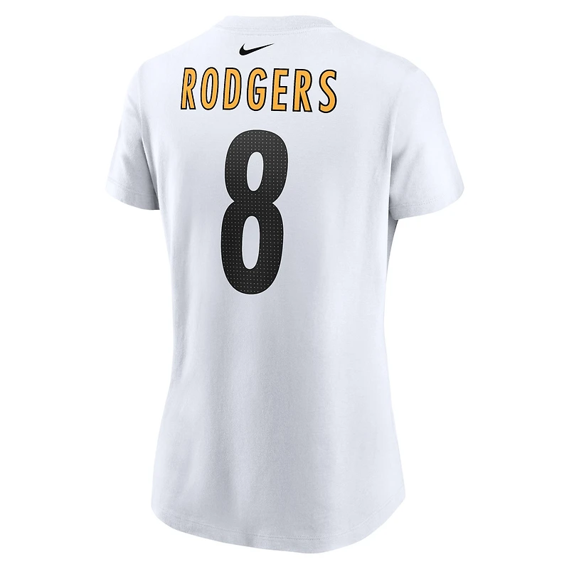 Women's Nike Aaron Rodgers White Pittsburgh Steelers Name & Number T-Shirt