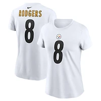 T-shirt Nike Aaron Rodgers blanc pour femme avec nom et numéro des Pittsburgh Steelers