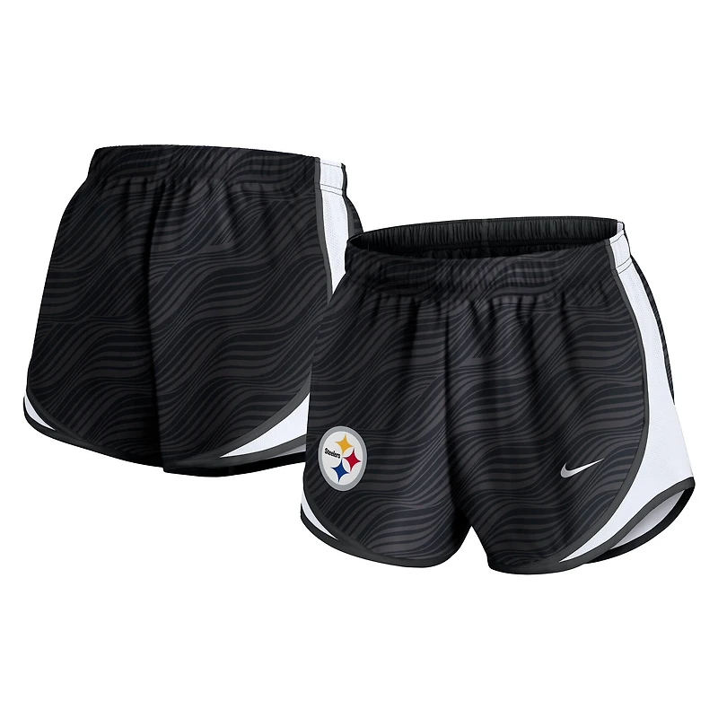 Short Nike Tempo Dri-FIT anthracite pour femme des Pittsburgh Steelers