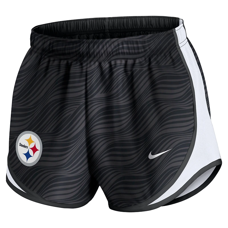 Short Nike Tempo Dri-FIT anthracite pour femme des Pittsburgh Steelers