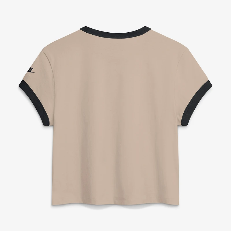 Women's Nike Beige Pittsburgh Steelers Rewind Ringer Mod Cropped T-Shirt