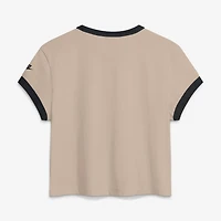 Women's Nike Beige Pittsburgh Steelers Rewind Ringer Mod Cropped T-Shirt