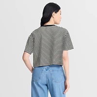 Women's Nike Black/Cream Pittsburgh Steelers Striped Cropped T-Shirt