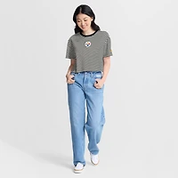 Women's Nike Black/Cream Pittsburgh Steelers Striped Cropped T-Shirt