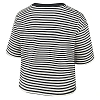 Women's Nike Black/Cream Pittsburgh Steelers Striped Cropped T-Shirt