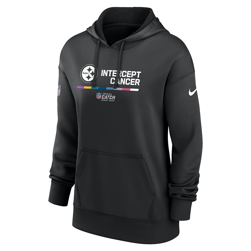 Women's Nike Black Pittsburgh Steelers 2022 NFL Crucial Catch - Therma Performance Pullover Hoodie