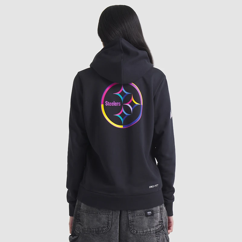 Sweat à capuche Nike noir pour femme Pittsburgh Steelers NFL Crucial Catch 2025 Sideline Dri-FIT