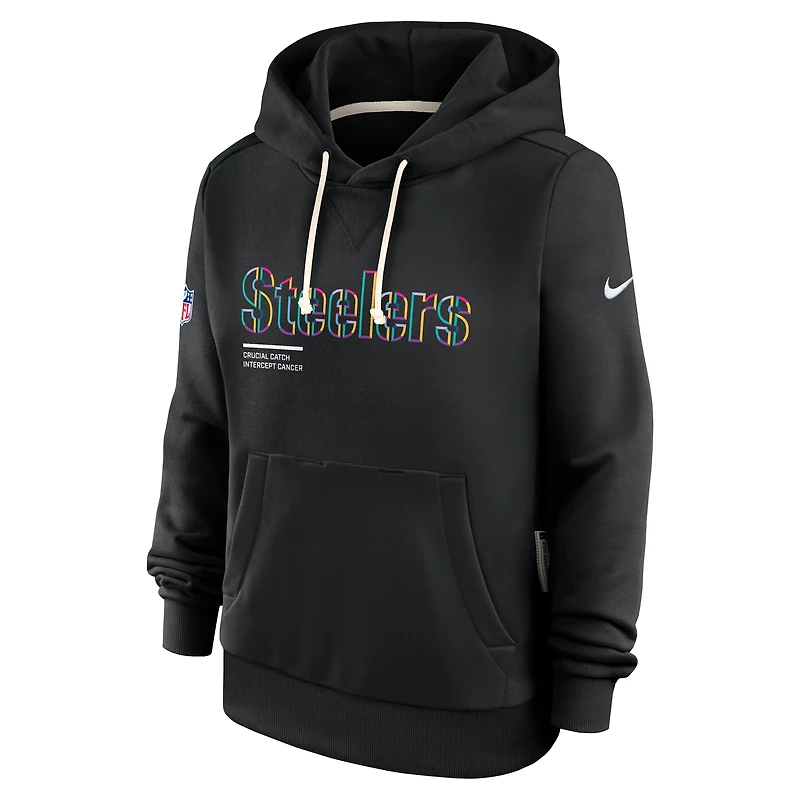 Sweat à capuche Nike noir pour femme Pittsburgh Steelers NFL Crucial Catch 2025 Sideline Dri-FIT