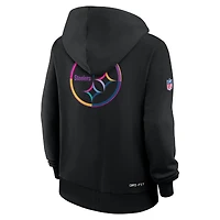 Sweat à capuche Nike noir pour femme Pittsburgh Steelers NFL Crucial Catch 2025 Sideline Dri-FIT