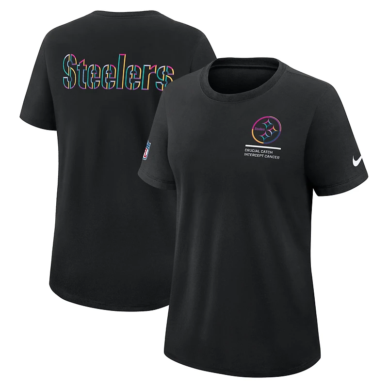 Women's Nike Black Pittsburgh Steelers 2025 NFL Crucial Catch Tri-Blend Dri-FIT T-Shirt