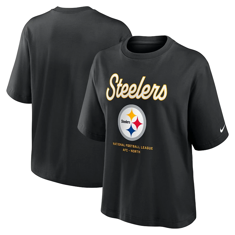Women's Nike Black Pittsburgh Steelers Essential Relaxed Boxy T-Shirt