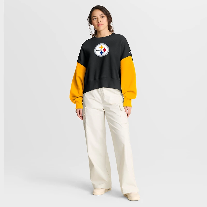 Sweat-shirt oversize à blocs de couleurs Nike noir des Pittsburgh Steelers pour femme