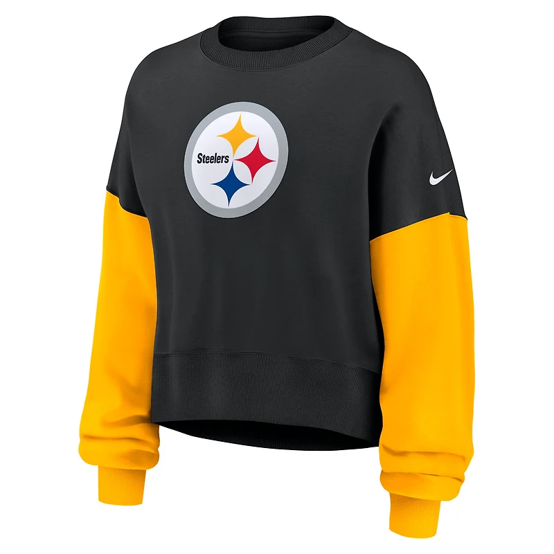 Sweat-shirt oversize à blocs de couleurs Nike noir des Pittsburgh Steelers pour femme