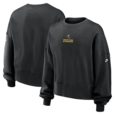 Women's Nike Black Pittsburgh Steelers Oversized Rewind Pullover Sweatshirt
