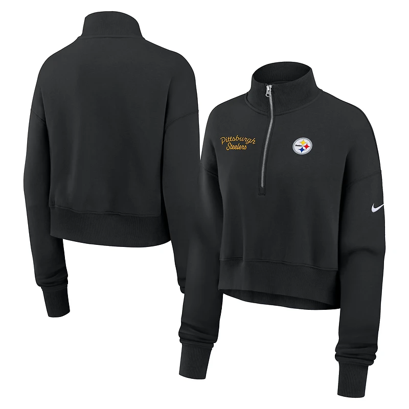 Women's Nike Black Pittsburgh Steelers Phoenix Half-Zip Sweatshirt