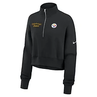 Sweat-shirt Nike noir à demi-zip pour femme des Pittsburgh Steelers Phoenix