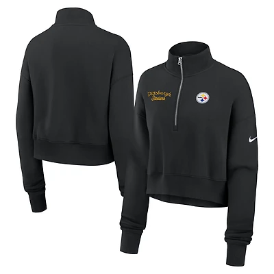 Women's Nike Black Pittsburgh Steelers Phoenix Half-Zip Sweatshirt