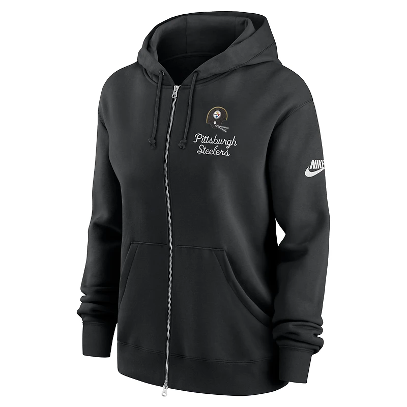 Sweat à capuche entièrement zippé Nike Phoenix Rewind des Pittsburgh Steelers pour femme, noir
