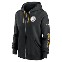 Sweat à capuche entièrement zippé Nike Pittsburgh Steelers Phoenix grande taille pour femme