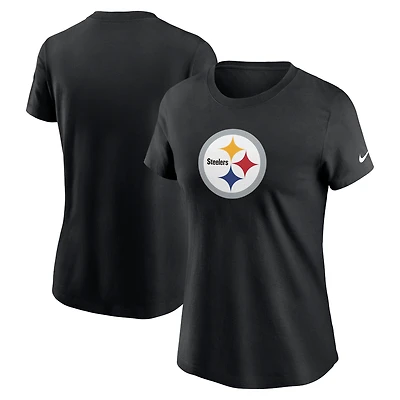 T-shirt Nike noir avec logo principal des Pittsburgh Steelers pour femme