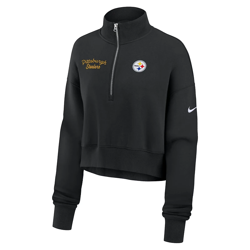 Women's Nike Black Pittsburgh Steelers Primetime Phoenix Half-Zip Sweatshirt