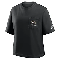 T-shirt Nike noir à poche carrée des Pittsburgh Steelers pour femme