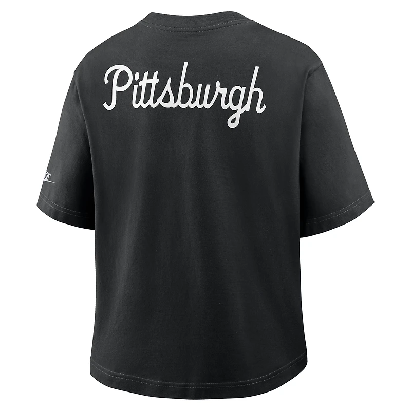 Women's Nike Black Pittsburgh Steelers Rewind Pocket Boxy T-Shirt