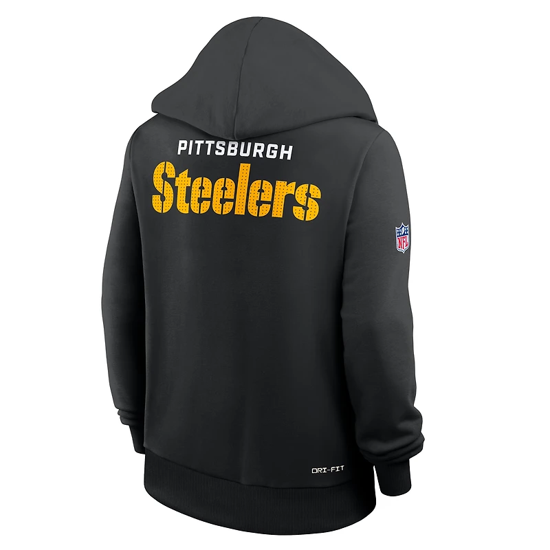 Sweat à capuche Nike noir pour femme Pittsburgh Steelers Sideline Standard Issue Initial Home Dri-FIT