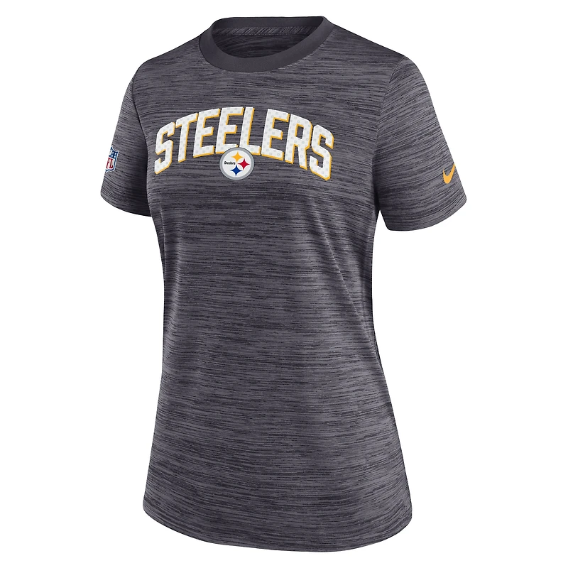 T-shirt pour femme Nike Pittsburgh Steelers Sideline Velocity Lockup Performance - Noir