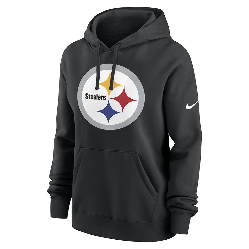 Women's Nike Black Pittsburgh Steelers Team Logo Club Fleece Pullover Hoodie