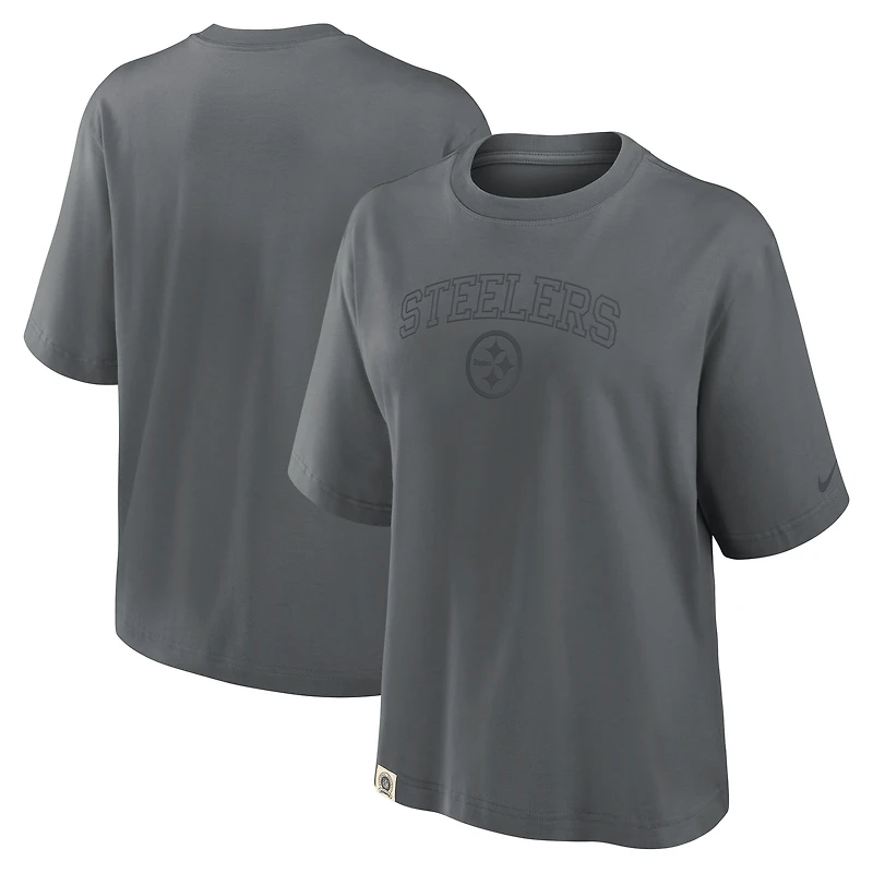 T-shirt Nike Glory Arch Boxy pour femme, couleur anthracite, des Pittsburgh Steelers