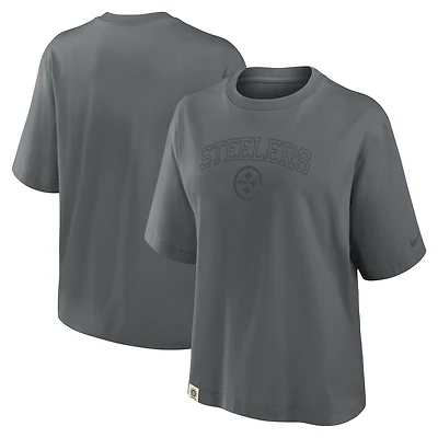 T-shirt Nike Glory Arch Boxy pour femme, couleur anthracite, des Pittsburgh Steelers