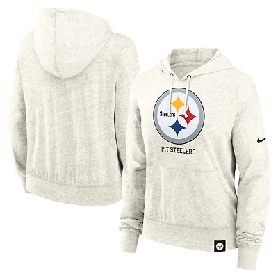 Women's Nike Cream Pittsburgh Steelers Gym Vintage Logo Pullover Hoodie
