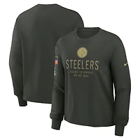 T-shirt Nike vert foncé à manches longues Pittsburgh Steelers 2025 Salute to Service Sideline Dri-FIT pour femme