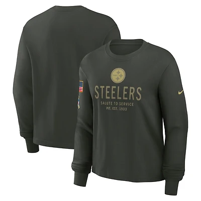 Women's Nike Dark Green Pittsburgh Steelers 2025 Salute to Service Sideline Dri-FIT Long Sleeve T-Shirt