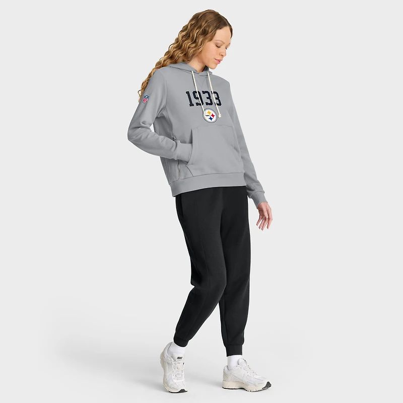 Sweat à capuche Nike gris Pittsburgh Steelers 1933 Sideline Standard Issue Dri-FIT pour femme