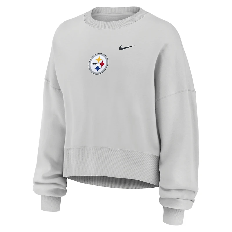 Women's Nike Gray Pittsburgh Steelers Oversized Primetime Phoenix Fleece Sweatshirt