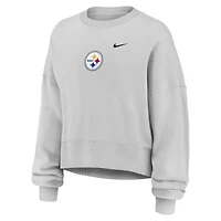 Women's Nike  Gray Pittsburgh Steelers Oversized Primetime Phoenix Fleece Sweatshirt