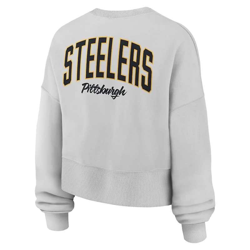 Sweat-shirt polaire surdimensionné Nike gris Pittsburgh Steelers Primetime Phoenix pour femme