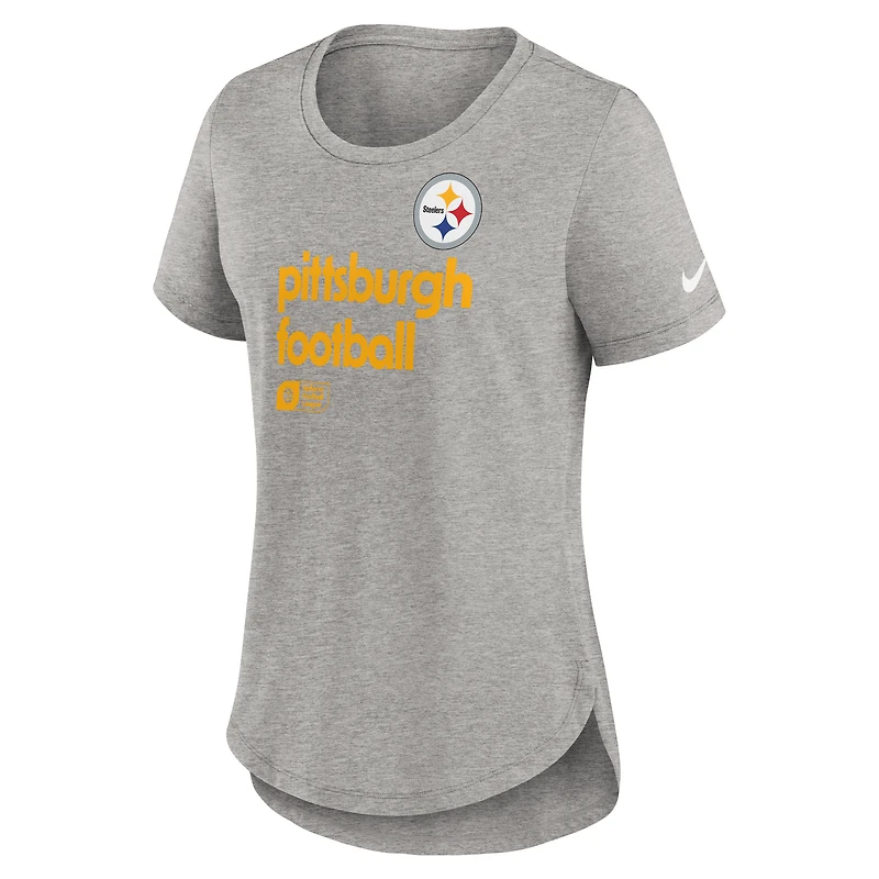 T-shirt Nike gris chiné pour femme avec logo Team Shout-Out des Pittsburgh Steelers