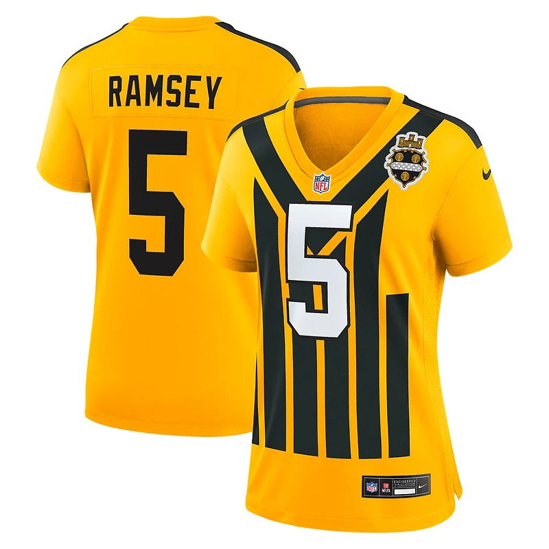 Maillot Nike Jalen Ramsey doré pour femme des Pittsburgh Steelers, modèle alternatif de 1933, souvenir du match