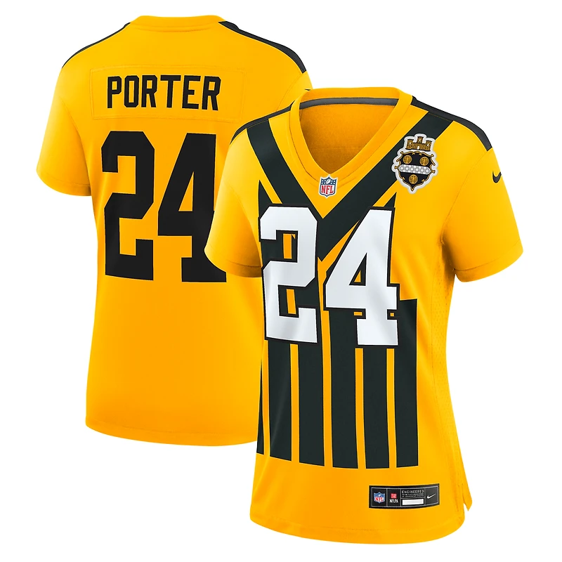 Maillot Nike Joey Porter Jr. doré pour femme, modèle alternatif des Steelers de Pittsburgh, édition 1933.