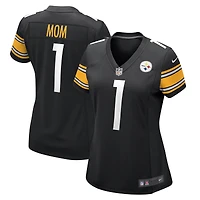 Maillot de match Nike numéro 1 Mom noir des Pittsburgh Steelers pour femme