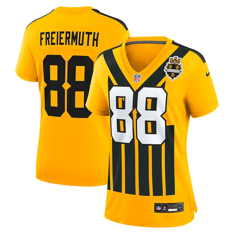 Maillot Nike Pat Freiermuth doré pour femme, modèle alternatif des Pittsburgh Steelers, édition 1933