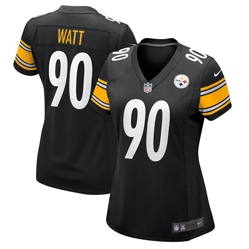 Maillot Nike T.J. Watt noir pour femme des Pittsburgh Steelers