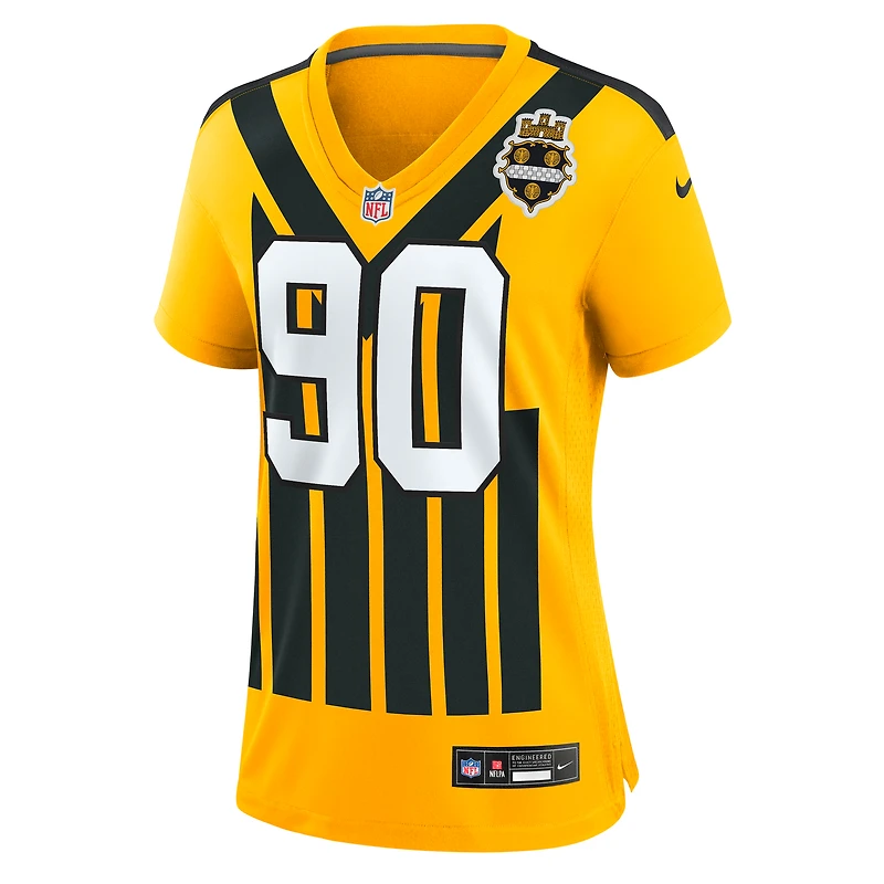 Maillot Nike T.J. Watt doré pour femme, modèle alternatif des Steelers de Pittsburgh, édition 1933