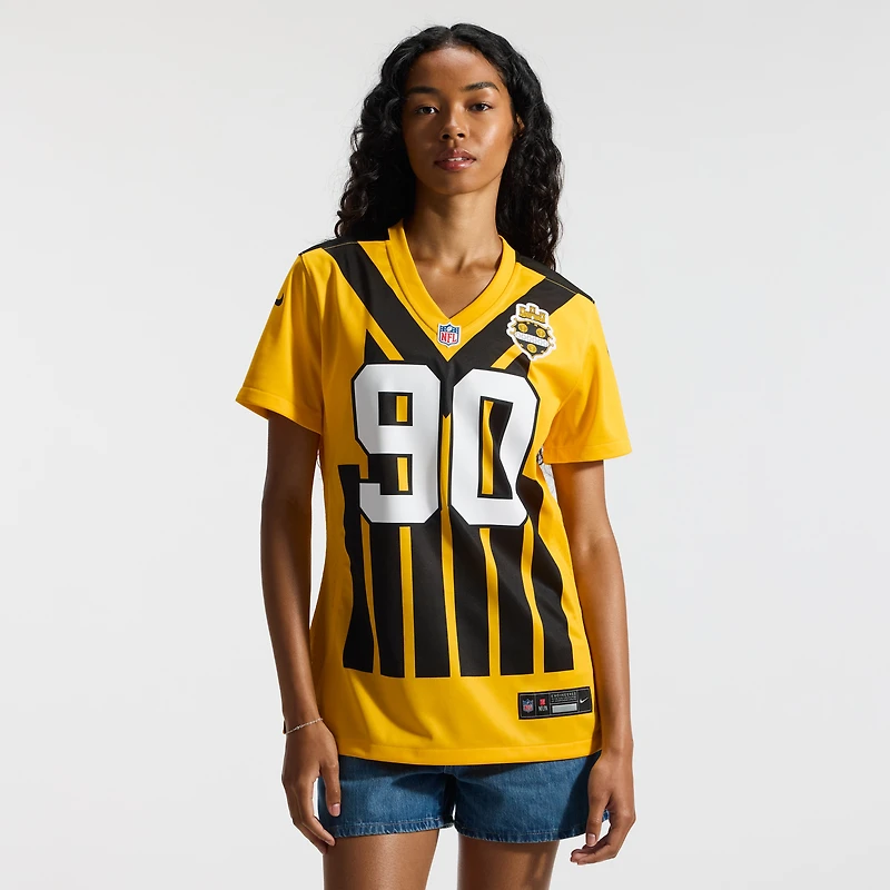 Women's Nike T.J. Watt Gold Pittsburgh Steelers Alternate 1933 Throwback Game Jersey